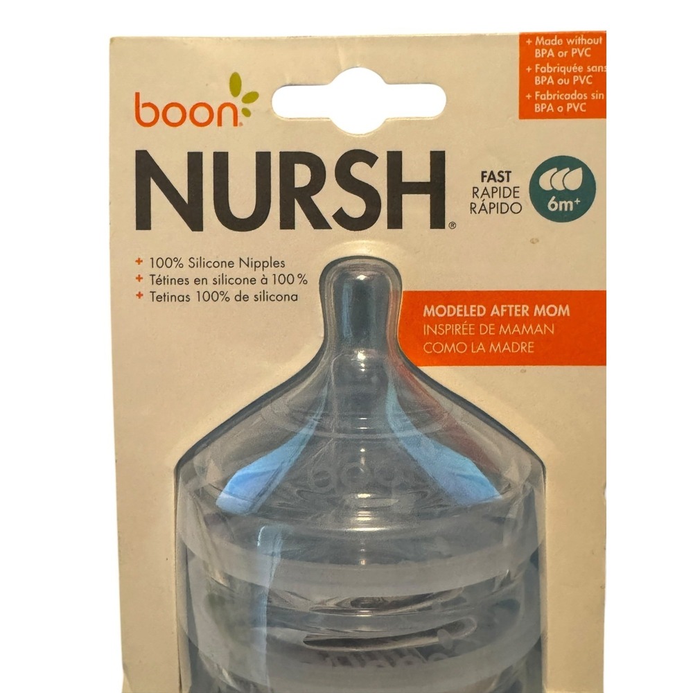Boon Nursh 6 Month + Silicone Replacement Nipple Air Free Feeding Medium FlowNEW - Picture 2 of 3